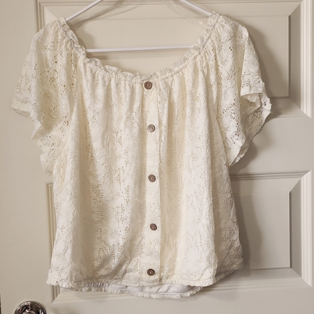 Cream Lacy Top